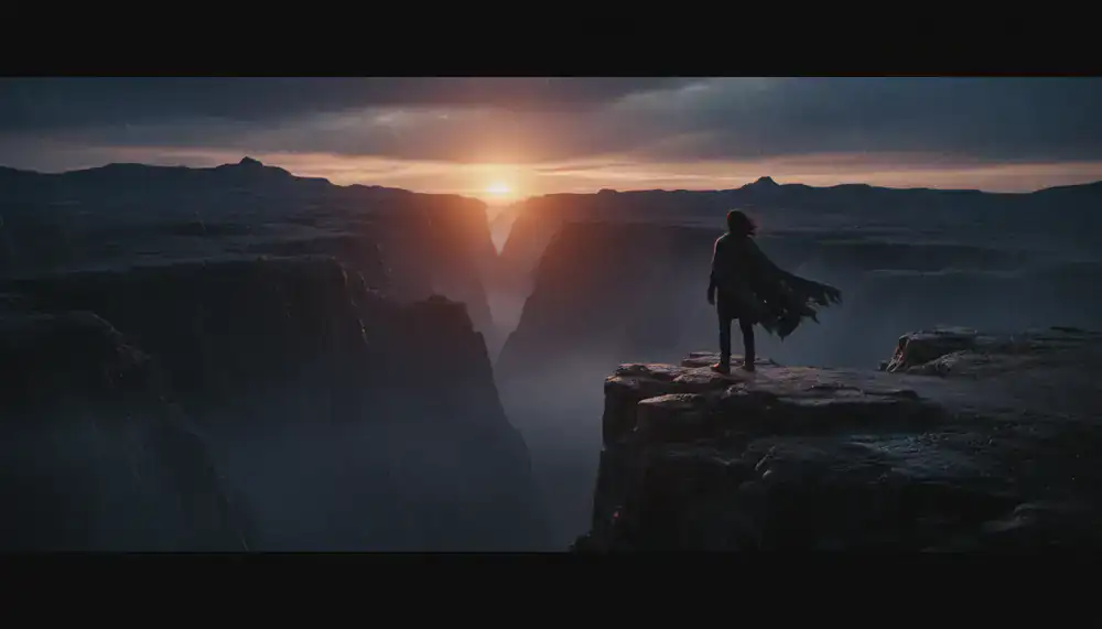 Behind the scenes look at a film set in action with dramatic lighting